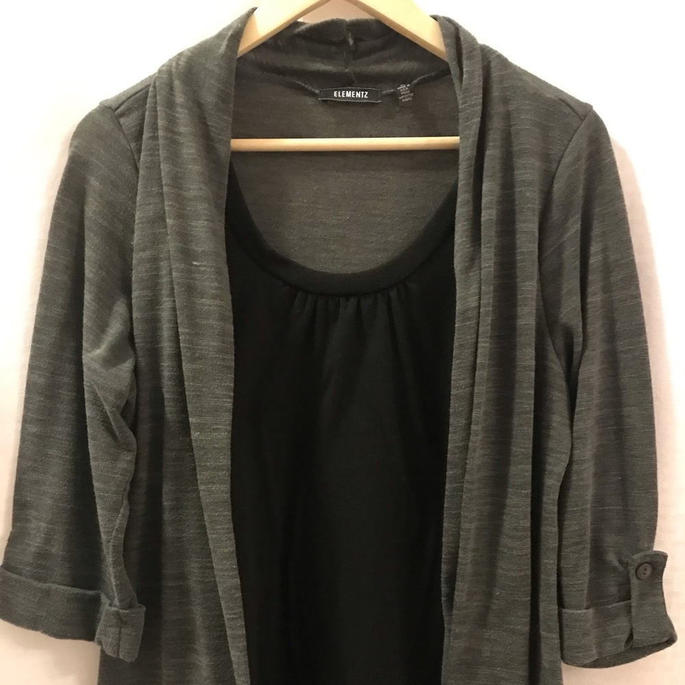 Elementz Women’s Size L Dark Grey/Black Blouse